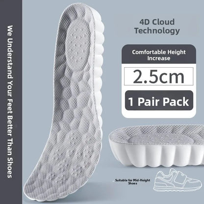 Elevated Insole Shoe Insert Hard Bottom Unisex Invisible 2cm Heightening Pad Comfortable All-Season Footwear Accessory