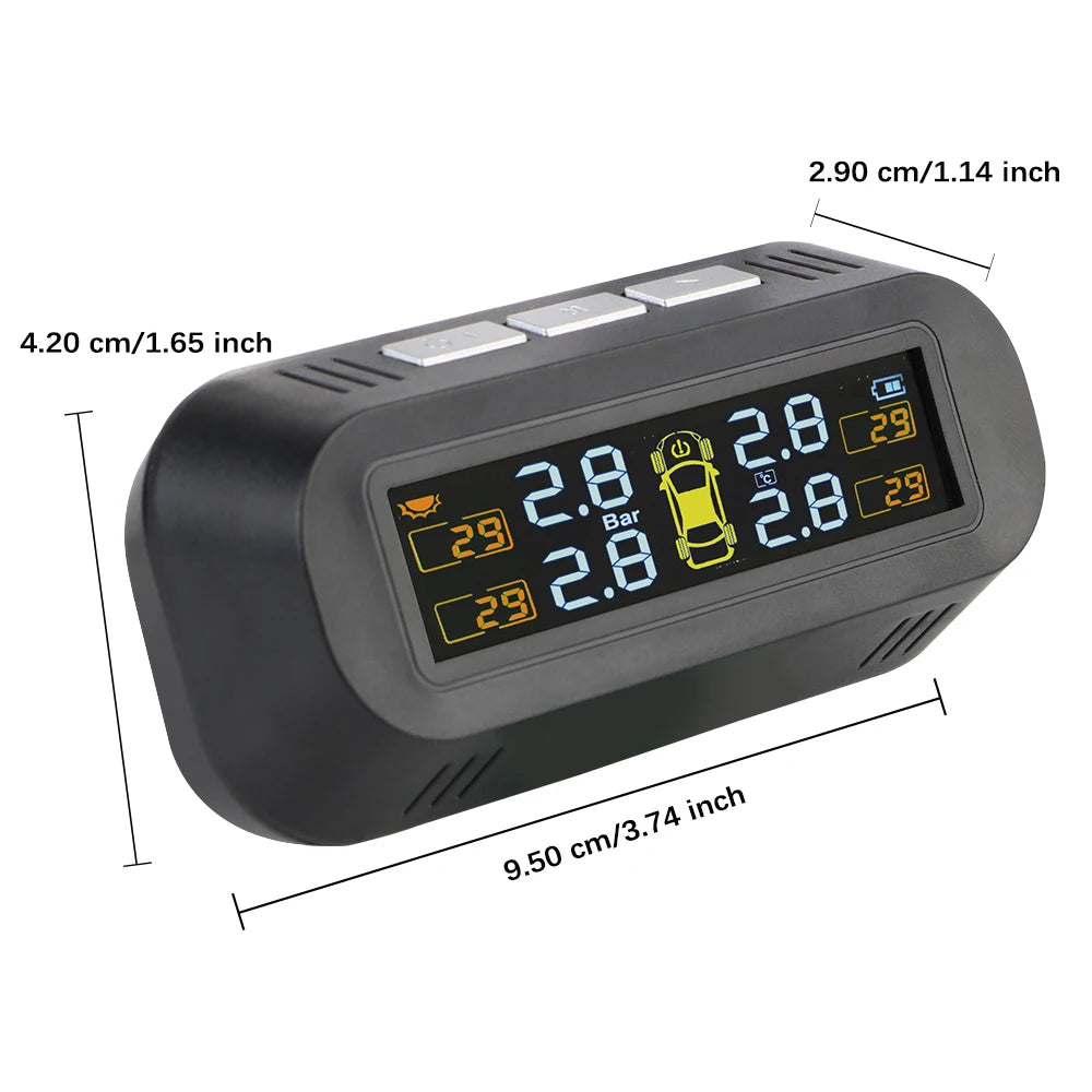 Car Solar TPMS Tire Pressure Monitoring Universal Auto Accessories Security Alarm Systems Tyre Temperature Monitor 4 Exteral