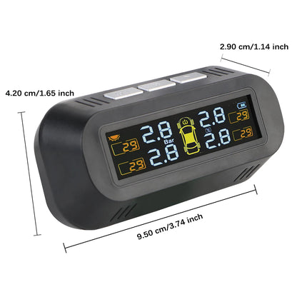 Car Solar TPMS Tire Pressure Monitoring Universal Auto Accessories Security Alarm Systems Tyre Temperature Monitor 4 Exteral