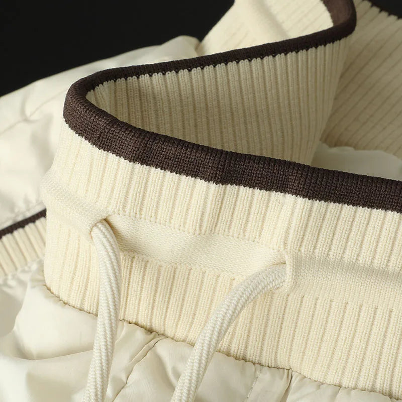 Light luxury high-end 90 white duck down down pants men's winter straight slim warm casual pants apricot color