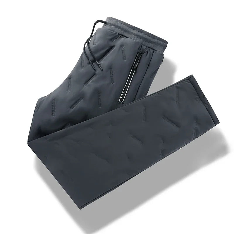 2024 New Winter Down Cotton Pants Men's Plush Thick Wool Warm Sports Pants Casual Waterproof Windproof Cold-proof Cotton Pants
