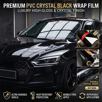 Glossy Black Self-adhesive Vinyl Sticker Circular Film Auto DIY Decal Bubble Free Air Free Car Body Styling Decor Accessories