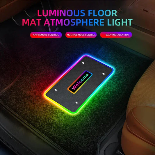 2/4 in 1 Car Floor Mat Ambient Light RGB LED Light App Control Customizable Interior Decorative Atmosphere Lamp Auto Accessories
