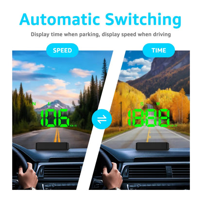 KWHUD Head-up Display Car HUD GPS Speedometer with Time Compass Display, Over-speed Alarm KM/H & MPH Car Electronics Accessories