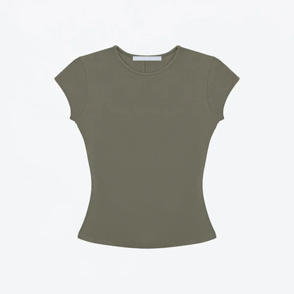 Tank Basic Slim-Fit Round-Neck T-Shirt, High-Elastic Slim-Fit Slimming Hot Girl Style Short Top, Versatile Hot Girl Style Everyday Outerwear Top, High-Elastic Slim-Fit T-Shirt
