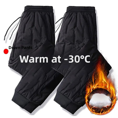 Men's down Pants Winter Outdoor Wear Thickened Extra Large Size High Waist Warm Cold Proof Windproof Cotton Pants