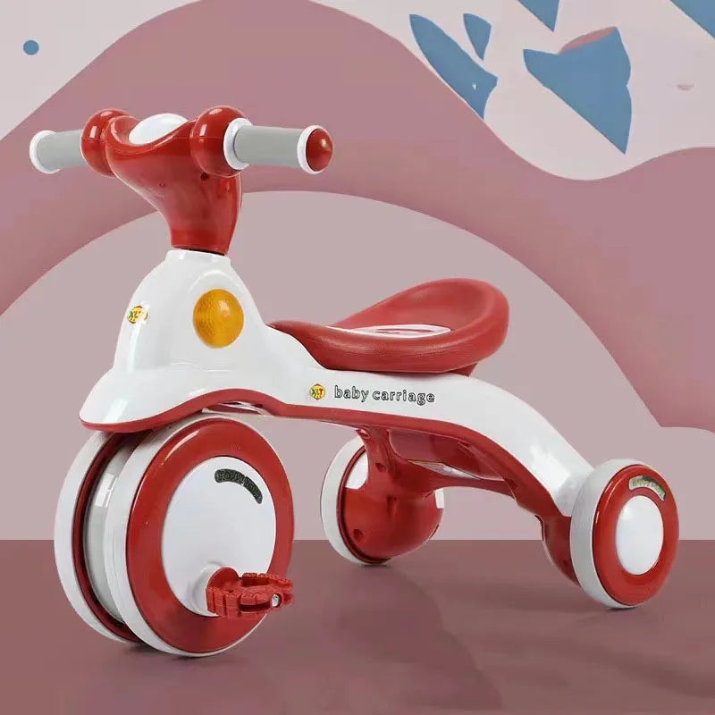 Kiddie Car Anti-rollover Safe Silent Sliding Bike Outdoor Children Pedaling Bicycle with Lights Music Tricycles Toy Gift for Kid