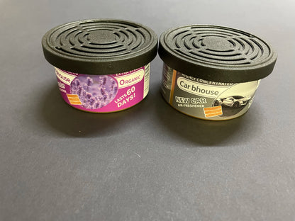 organic air freshener tank, bubble gum scent, 3 anti-spill blocks per can, perfect for car scent, new car scent