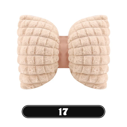 Bowknot Women's Car Seat Cover Winter Plush Warm Girl Cute Car Cushion Pink Bow Headrest Waist Car Interior Accessories