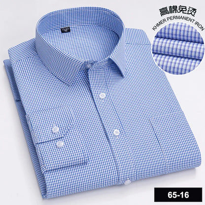 Men's High-quality Fashion Casual Print Plaid Stripe Long Sleeve Shirts Single Pocket Comfort Fit Business Formal Office Blouses
