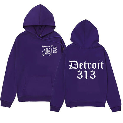 D12 Band Rapper Eminem Hoodie Detroit Michigan 313 Print Hoodies Men Women Hip Hop Vintage Style Sweatshirt Oversized Streetwear