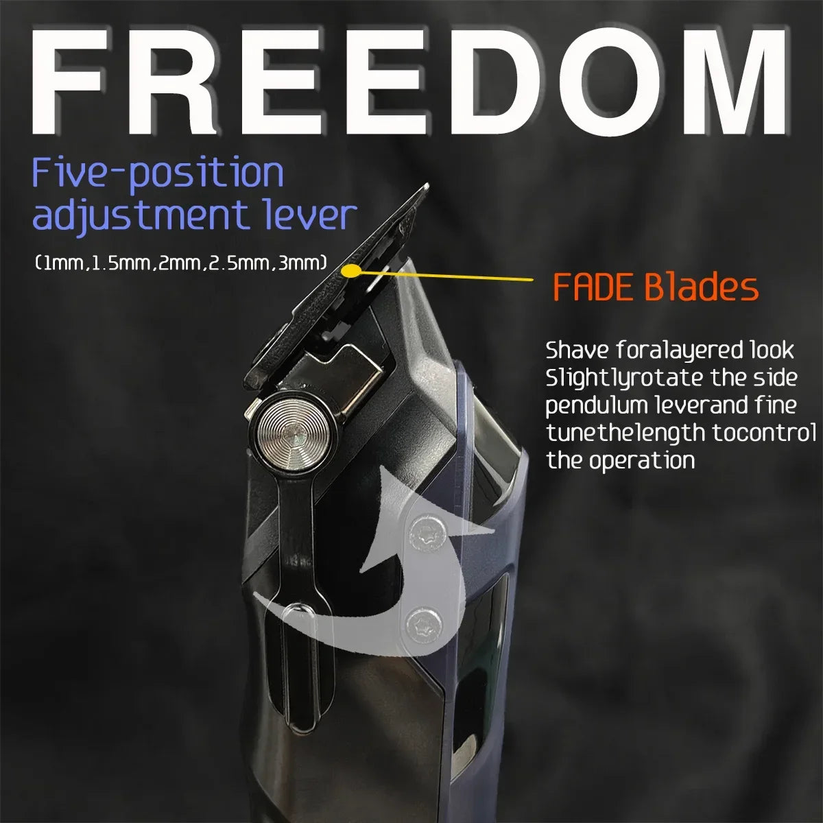 9000RPM WMARK NG-8080 Professional Hair Clipper 5 Speed Adjustment DLC FADE Blade Hair Trimmer Cutting Machine with Gift Blade