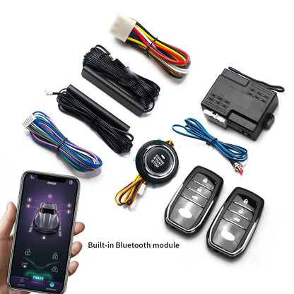 Universal 12V Car Smart Keyless Entry Bluetooth Remote Start System Start Stop Ignition Button Car Alarm Accessories
