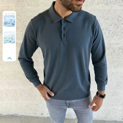 2026 Autumn Long Sleeve POLO Shirts Man High-quality Turn-down Collar Breathable Base Shirt Casual Work Golf Shirts Male Tops