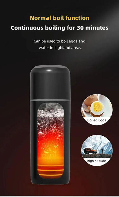 12V/24V Car Heating Cup 500ml Temperature Adjustable Coffee Tea Truck Cup with 304 Stainless Steel Dry Burn Protection & Cup Bag