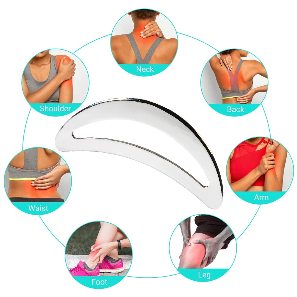 Stainless Steel Gua Sha Tool Muscle Scraper For Relieve Foot, Calf, Neck Pain, Relieves Plantar Fasciitis & Achilles Tendinitis