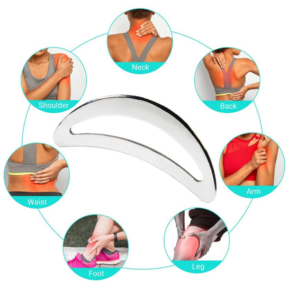 Stainless Steel Gua Sha Tool Muscle Scraper For Relieve Foot, Calf, Neck Pain, Relieves Plantar Fasciitis & Achilles Tendinitis