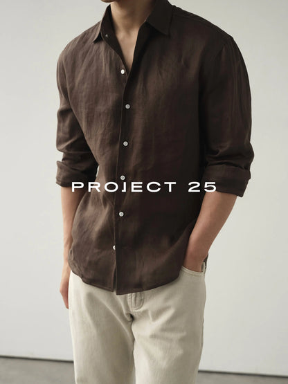 PROJECT 25 Men Normandy TEX-NORD Linen Shirt, Breathable Cooling Old Money Style Relaxed Long Sleeve Casual Luxury Daily Blouse