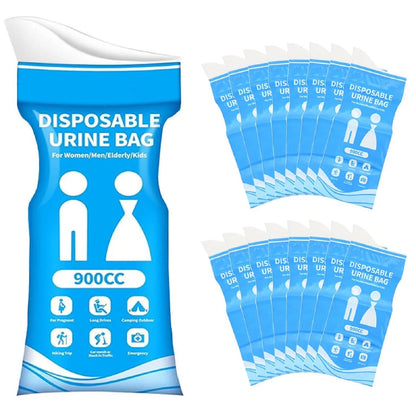 16Pcs Disposable Urine Bags Unisex 900CC Portable Emergency Camping Toilet Urinal Pee Bags for Men Women Kids Car Travel Hiking