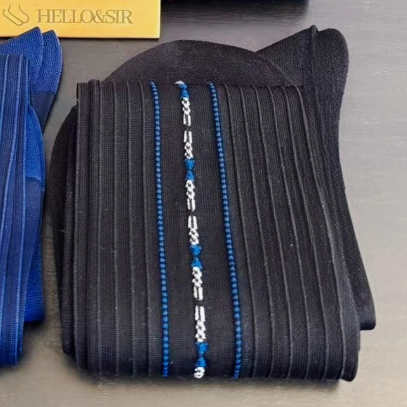 Limited Edition Men's Stockings High Quality Retro Jacquard Nylon Man Dress Socks Fashion Stripe Soft Formal Business Male Hose