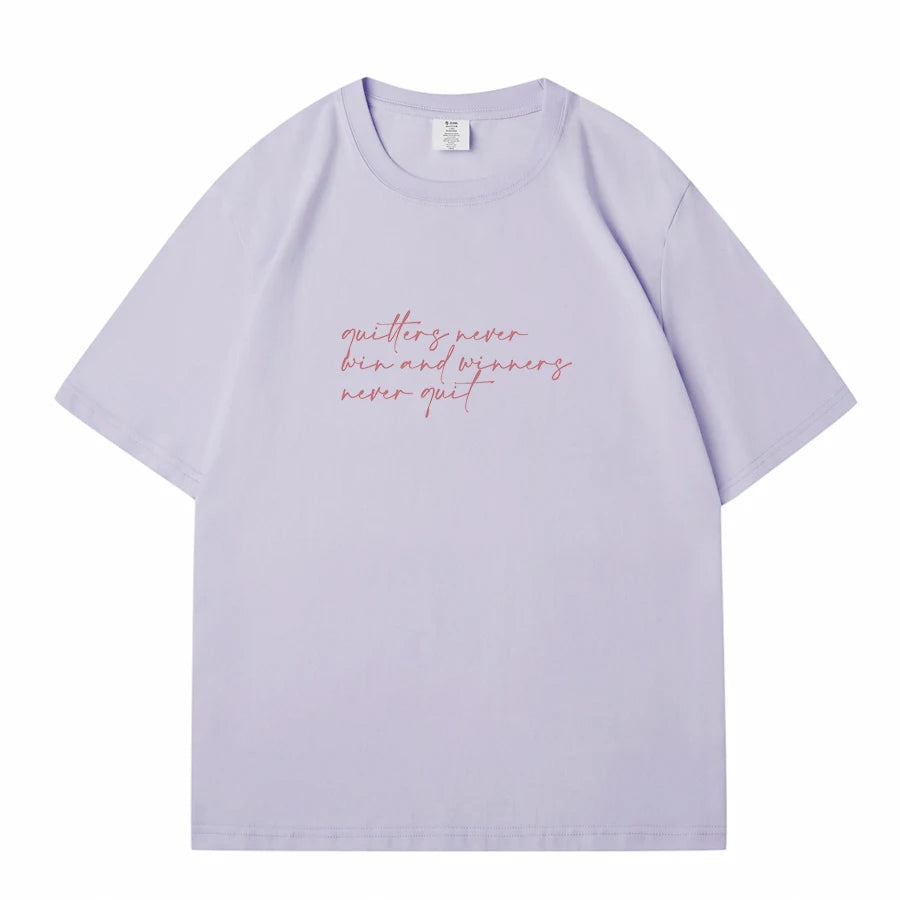 WAVLATII Women New Letter Printed T shirts Female White Casual Cotton Tees Lady Purple Summer Short Sleeve Tops for Young WT2342