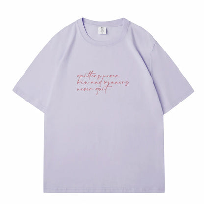 WAVLATII Women New Letter Printed T shirts Female White Casual Cotton Tees Lady Purple Summer Short Sleeve Tops for Young WT2342
