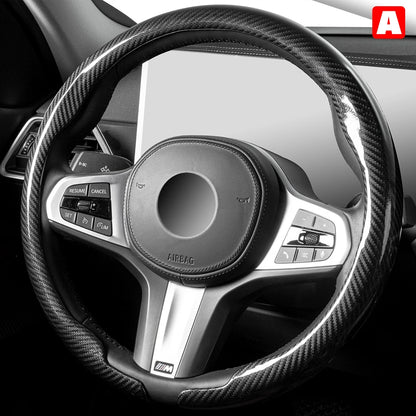 Universal Car Steering wheel cover Carbon Fiber Suede Fur Leather Styling Anti-slip Round shape Steering wheel Auto Accessories
