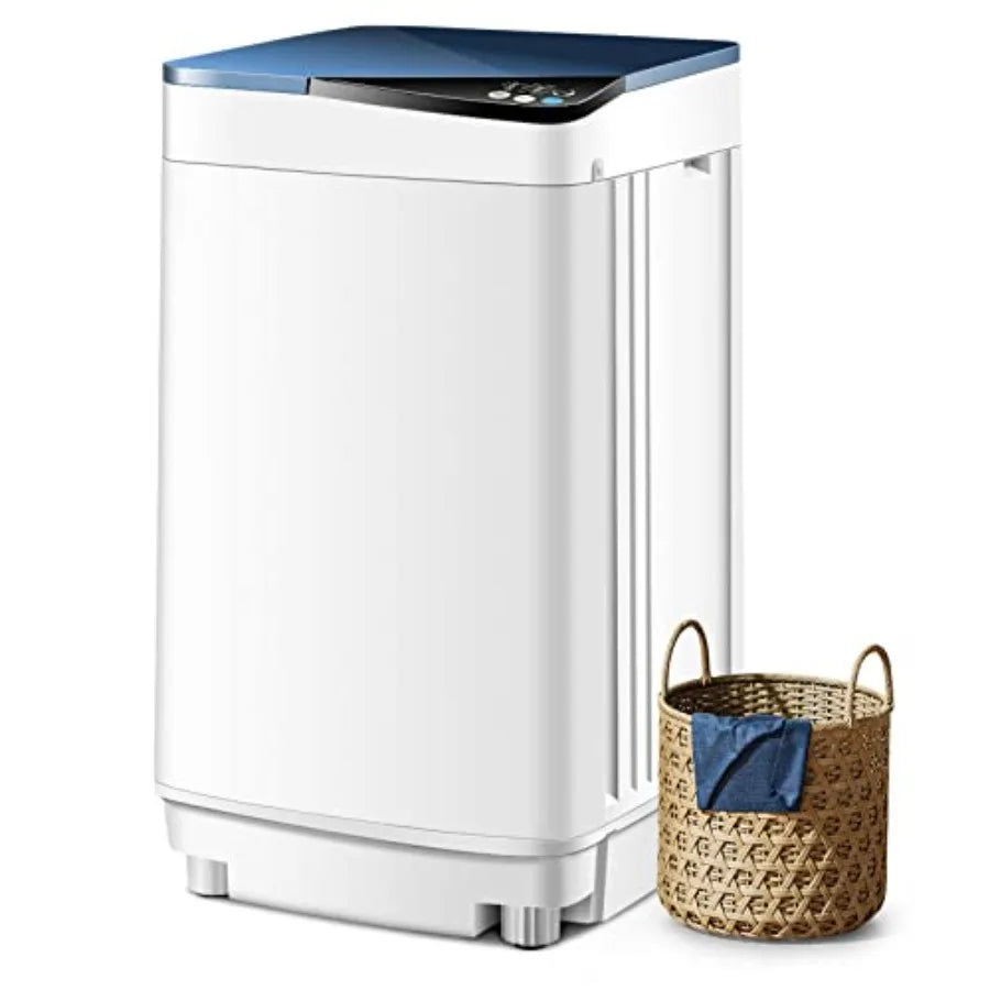 Portable washing machine for apartments, camping, RVs, dorms: 7.7lbs capacity, compact full-automatic washer-spin combo, blue,