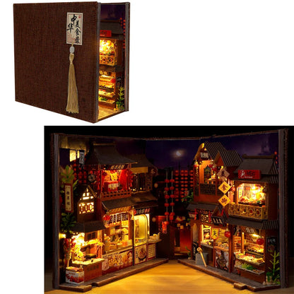 Diy Book Nook Doll House Miniature Wooden Bookshelf Shelf Insert Miniatures House Model Kit Anime Collection Birthday Toy Gifts
