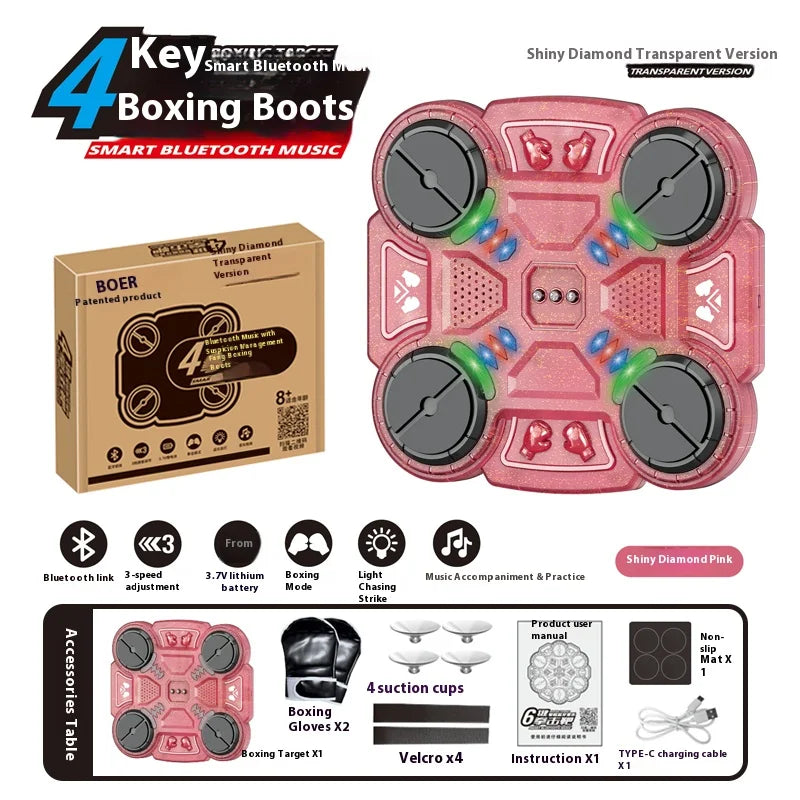 Smart Music Bluetooth Boxing Machine with Scoring System 4/6 Keys Electric for Fitness Training Stress Relief Toy Kids Adults