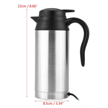750ml 12V Car Stainless Steel Cigarette Lighter Heating Kettle Mug Electric Travel Thermoses