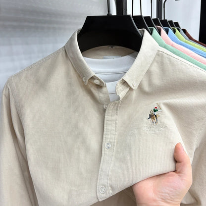 Spring and Autumn New 100% Cotton Long Sleeve Shirt for Men's Business, Leisure, Skin Friendly, Comfortable Collar Shirt Coat