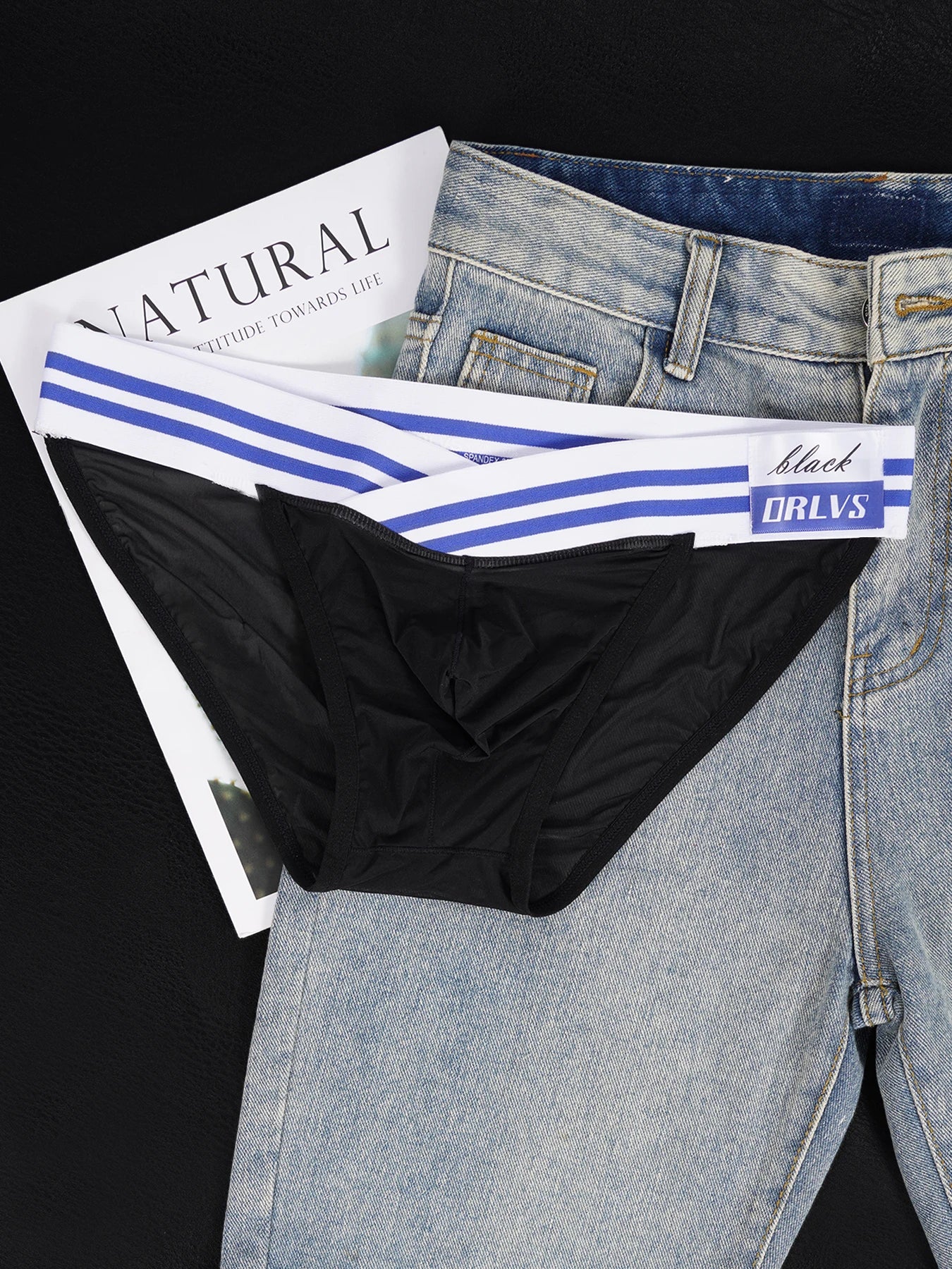3 PCS Men's Ice Silk Ultra-Thin Barely-There Mesh Sheer Briefs, Striped V-Shape Elastic Waistband Summer Daily Commute Underwear