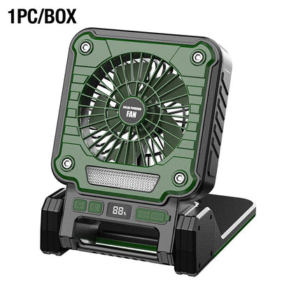 Solar 20000mAh portable electric fan with Led lights for tents, car camping hooks and usb&solar charging for hiking, fishing, pi