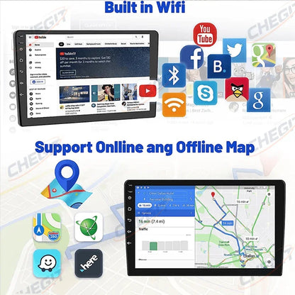 Universal 7"/9"/10“ 2DIN Android 13 4+64G Car Stereo Carplay Android Auto GPS Navigation Bluetooth FM RDS Radio WIFI Touchscreen