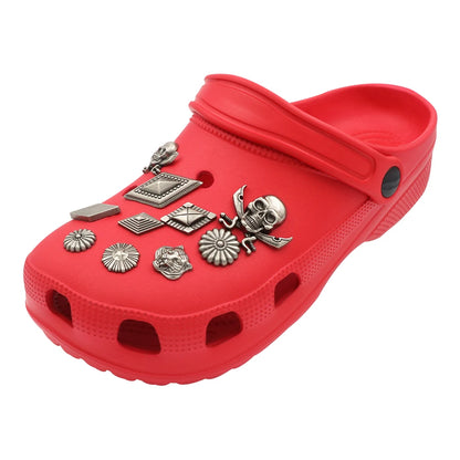 43 Pcs Metal Accessories Shoes Charms Vintage Clogs Adornos Shoe Украшения Крокросы DIY Silvery Breloque Enfant Holiday Gift