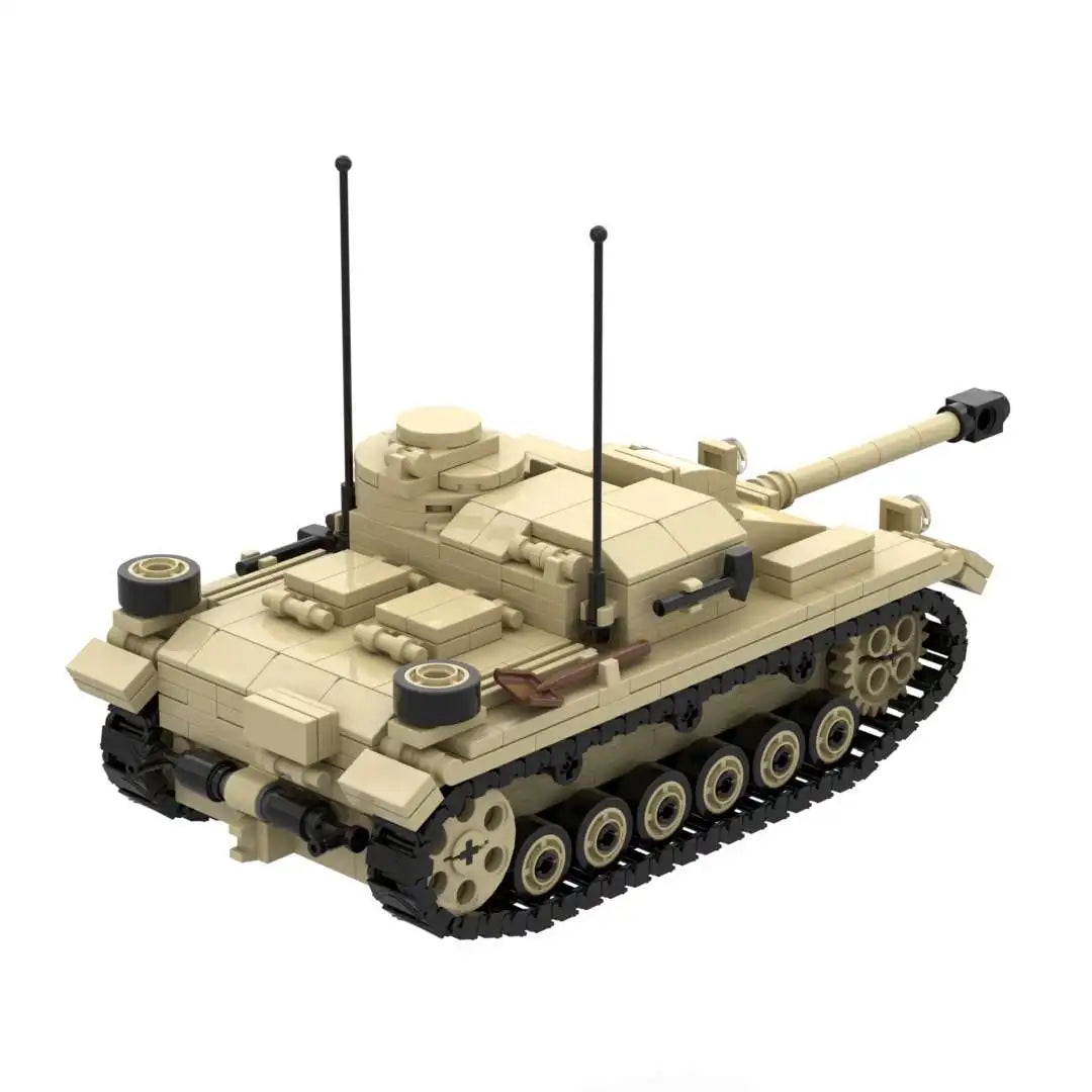 WW2 German StuG III Ausf G Assault Gun Building Blocks Toy Set Military Tank Destroyer Bricks Model Stug3 for Collectors