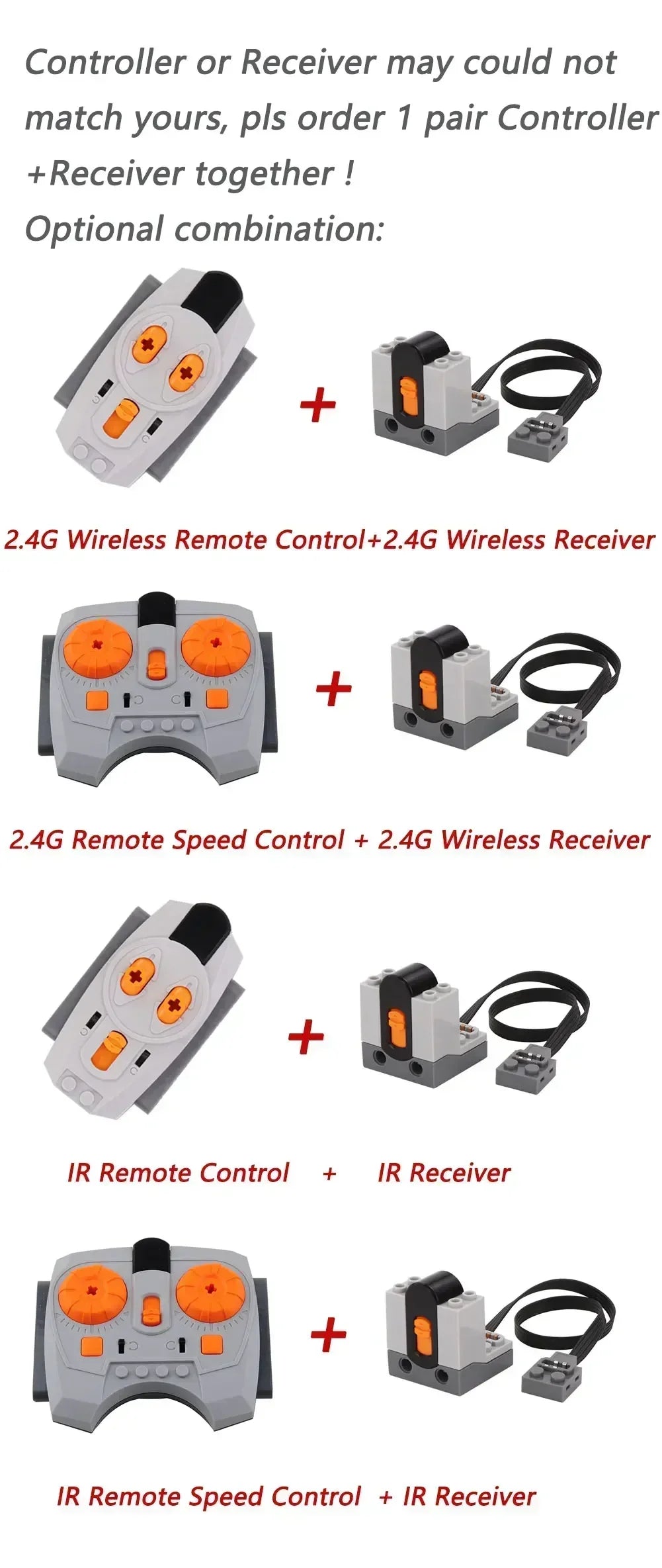 MOC Power Functions Part Building Blocks Train Track Motor Battery Box Infrared Remote Control Receiver M-motor for Legoeds