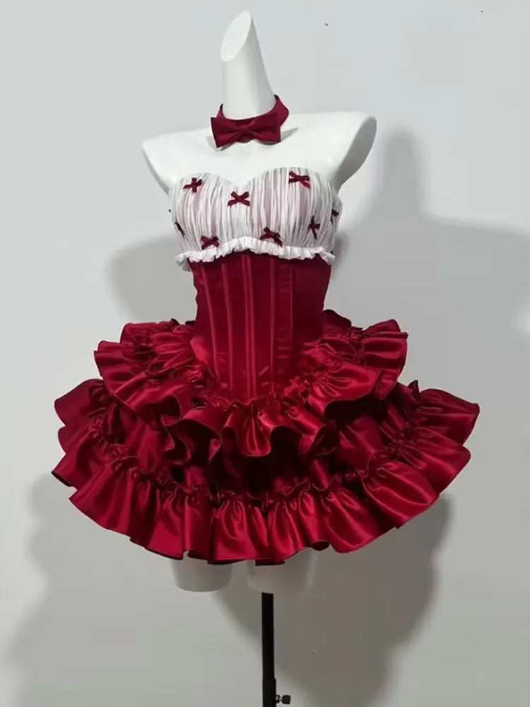 Red Tube Birthday Ready-to-wear Dresses High-end Princess Dress Temperament Celebrity Short Skirt Young Girl Boutique Costume