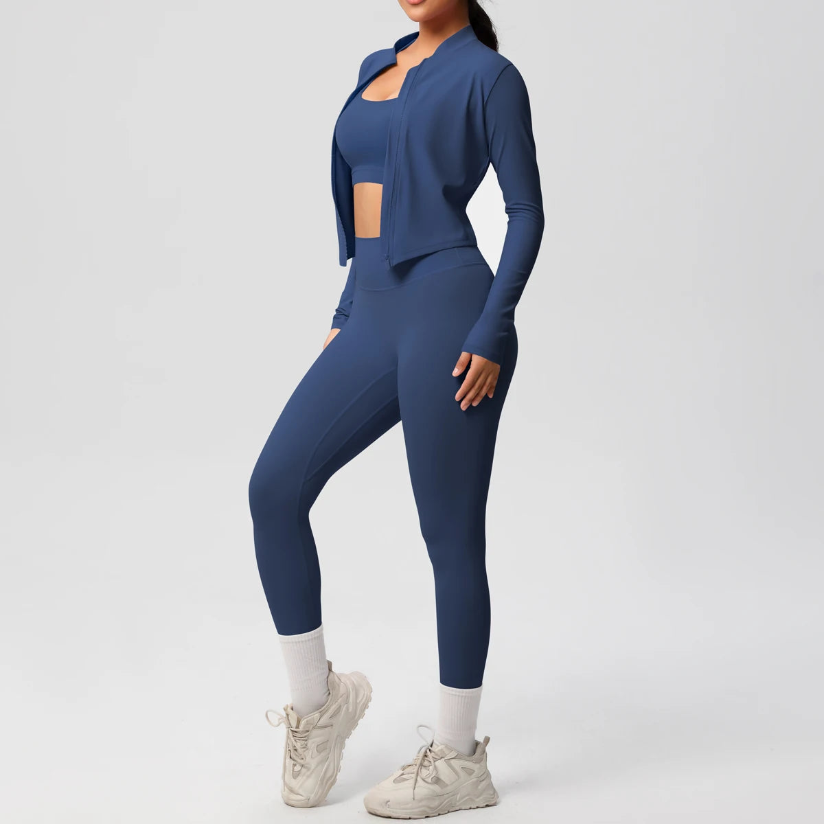3pcs Sportswear Yoga Set Gym Sports Bra Zipper Jacket Leggings Clothes Sportswear Yoga Suits For Women Fitness Set Tracksuit