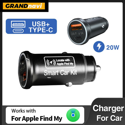 Universal Mini GPS Locator Track Car Charger Cigarette Lighter USB Type-C Adapter Hidden Use For iPhone IOS Apple Find My APP