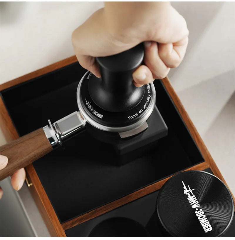 MHW-3BOMBER Coffee Tamper 51/53.35/58.35MM 2 Springs Espresso Tamper Stainless Steel Thread Base Home Barista Coffee Accessories