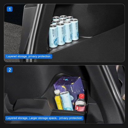 For Tesla Model Y Juniper 2025 2026 Launch Trunk Side Storage Box Boot Organizer Flocked TPE Mat Anti-dirty Travel Accessories
