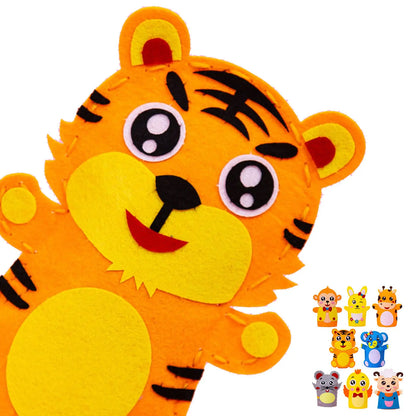 8Pcs Kids Hand Puppet Materials Kit Nonwoven DIY Sewing Craft Cartoon Pattern Early Development Craft Set Kids Education Toys
