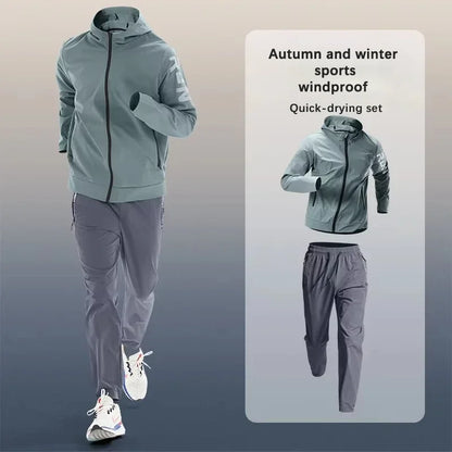 Men's Trendy Sportswear Set for Running & Fitness Quick-Dry Training Clothing Jacket Cycling and Morning Jogging Gear Tracksuits