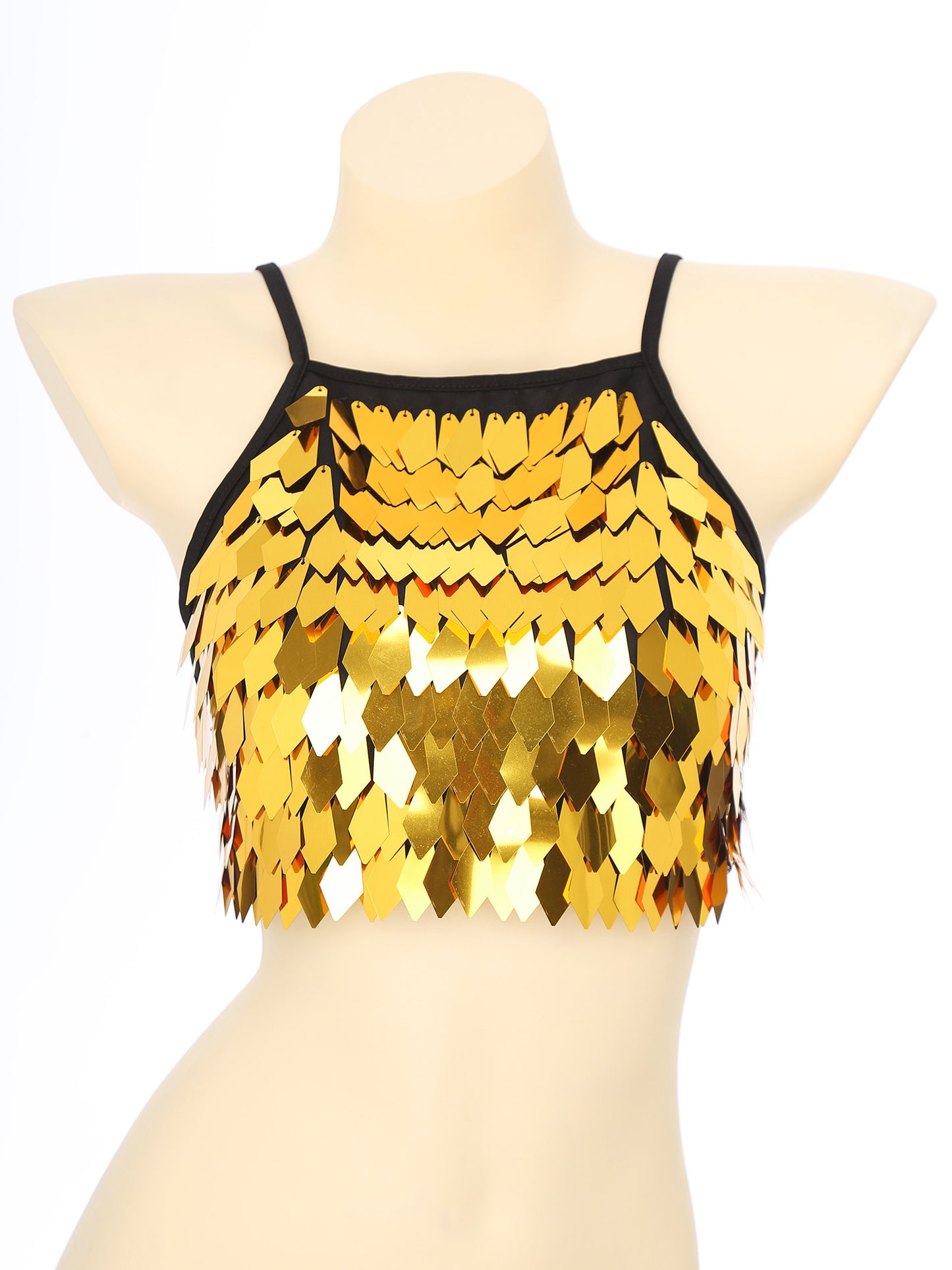 Shiny Sequin Tassel Bra Top Sexy Mini Lace-up Tank Top Camisole for Women Dancing Nightclub Crop Top Vests Bralettle Clubwear