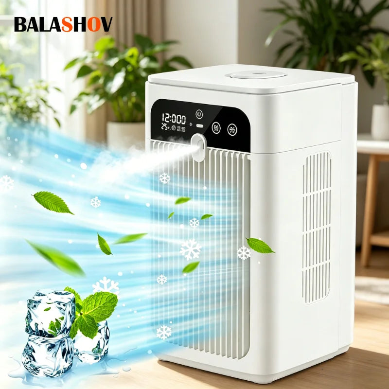 portable mist fan, spray cooling fan, rechargeable humidifier fan, digital display travel mist fan, safety lock portable fan