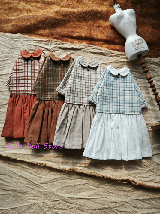 Dula Doll Clothes for Josh Blythe Landoudou Landazz Ob24 Ob22 Licca 1/6 Doll Plaid Blouse Dress