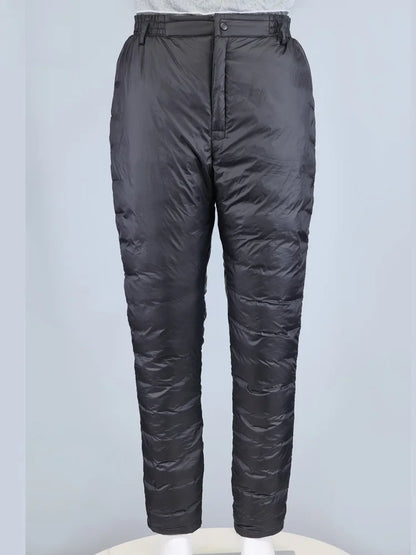 Men's down Pants Lightweight Loose Warm Duck down Inner Cotton Pants for Winter Business Casual Straight Leg Long Pants