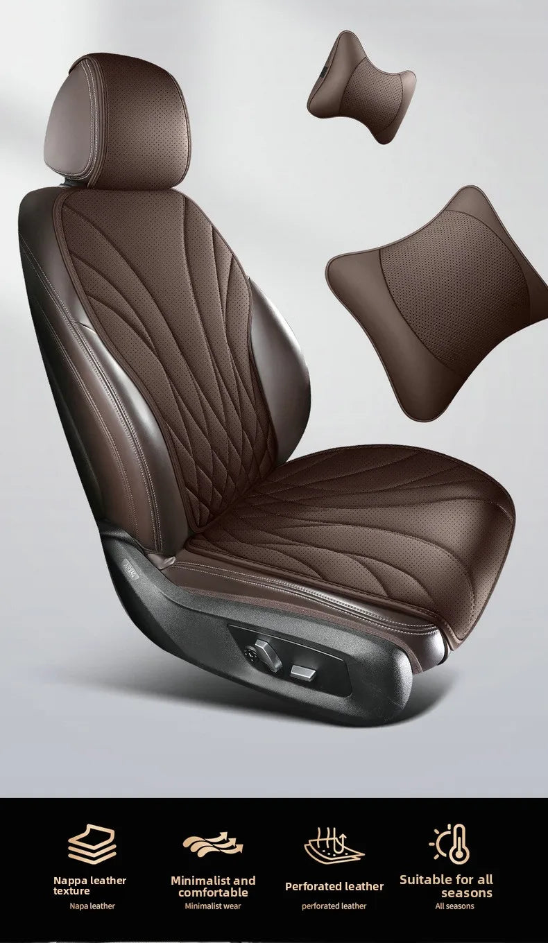 Sporty Universal Car Seat Cover Four Season Auto Perforated Leather Breathable Anti-Slip Covers Cushion SUV Car Seat Protection